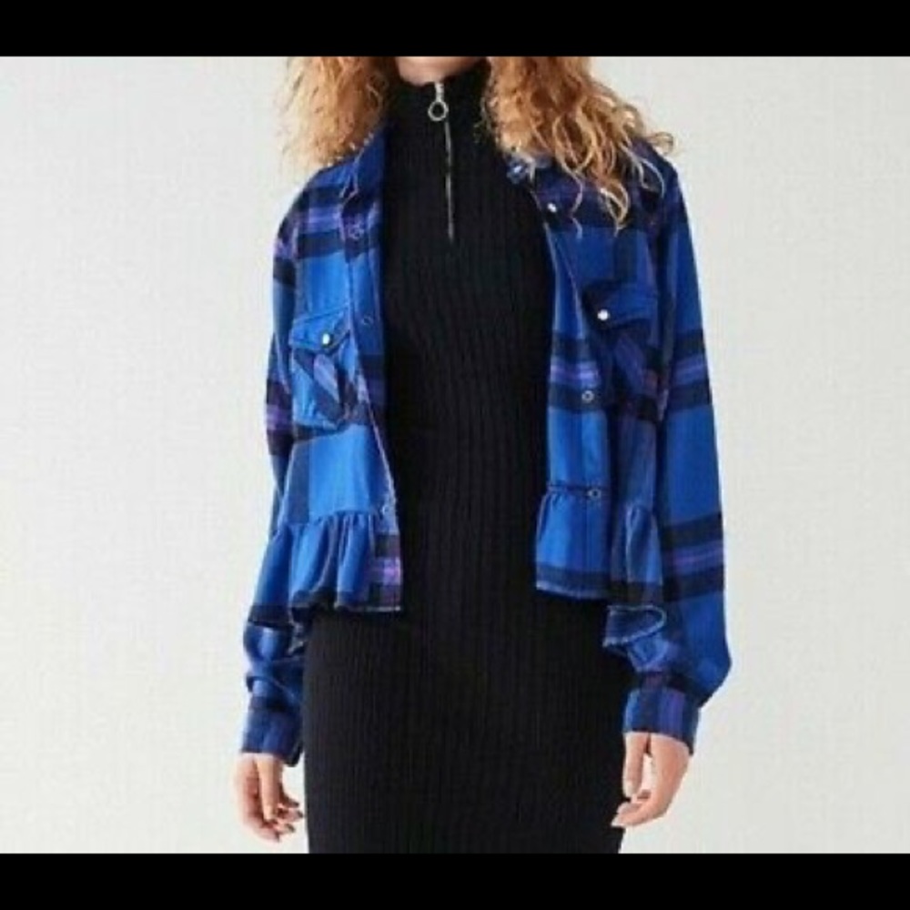 BDG Blue Flannel Button Up